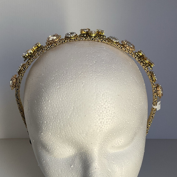 Mexican Artisan Gold Crystal Bee Headband • Handmade • Bridal Wedding Party - Picture 5 of 9